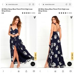 Lulu’s Navy Blue Floral High Low Dress